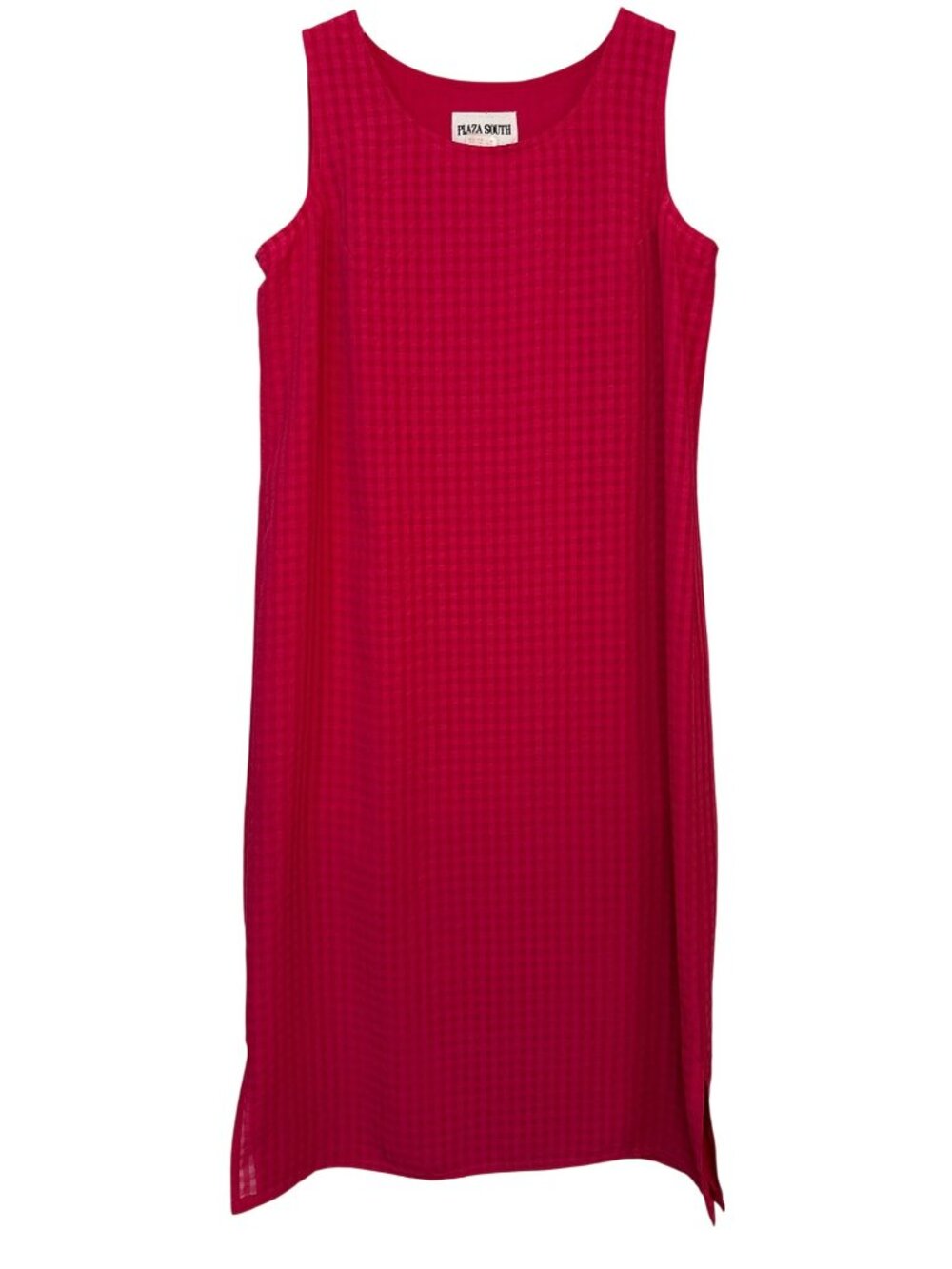 Vintage Plaza South Size 18 Sleeveless Red Midi Dress Checkered Pattern
